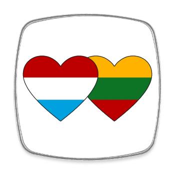 Luxemburg Litauen Flagge Herz - Viereckiger Kühlschrankmagnet - Weiß - Vorne