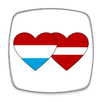 Luxembourg Latvia Flag Heart - Square fridge magnet - white - Front
