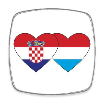 Croatia Luxembourg Flag Heart - Square fridge magnet - white - Front