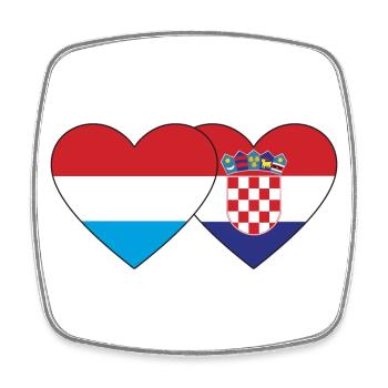 Luxembourg Croatia Flag Heart - Square fridge magnet - white - Front