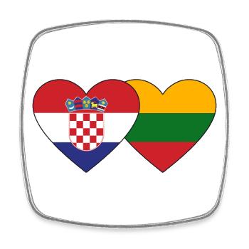 Croatia Lithuania Flag Heart - Square fridge magnet - white - Front