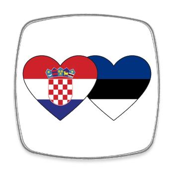 Croatia Estonia flag heart - Square fridge magnet - white - Front