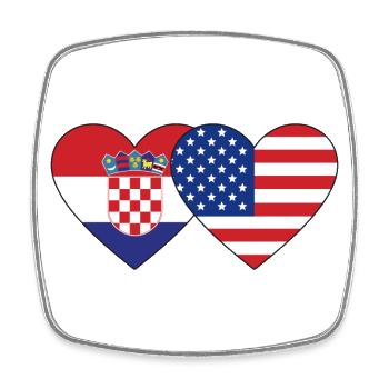 Croatia USA Flag Heart - Square fridge magnet - white - Front