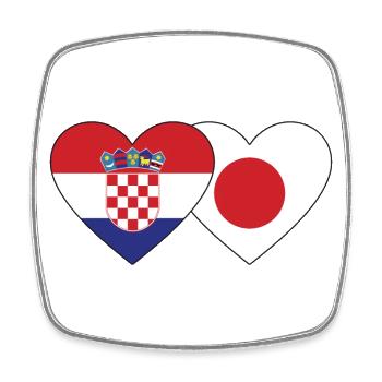 Croatia Japan Flag Heart - Square fridge magnet - white - Front