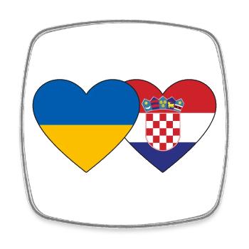 Ukraine Croatia flag heart - Square fridge magnet - white - Front