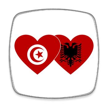 Tunisie Albanie Drapeau Coeur - Magnet carré - blanc - Devant