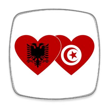 Albanie Tunisie Drapeau Coeur - Magnet carré - blanc - Devant
