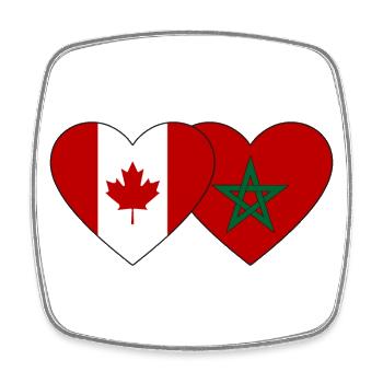 Cœur de drapeau Canada Maroc - Magnet carré - blanc - Devant