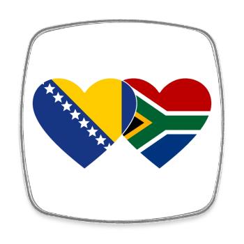 Bosnien Südafrika Flagge Herz - Viereckiger Kühlschrankmagnet - Weiß - Vorne