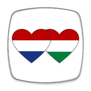 Cœur de drapeau de la Hongrie néerlandaise - Magnet carré - blanc - Devant