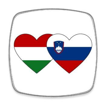 Hungary Slovenia Flag Heart - Square fridge magnet - white - Front