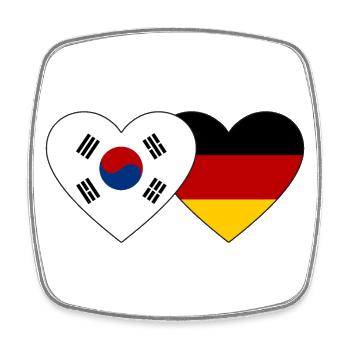 Corée du Sud Allemagne Flag Heart - Magnet carré - blanc - Devant