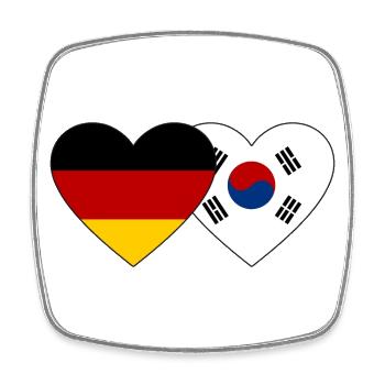 Allemagne Corée du Sud Drapeau Coeur - Magnet carré - blanc - Devant