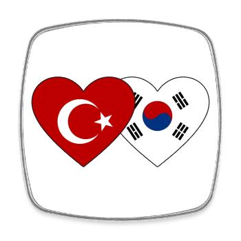 Turkey South Korea Flag Heart - Square fridge magnet - white - Front