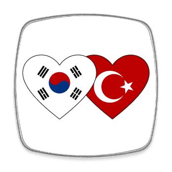 Südkorea Türkei Flagge Herz - Viereckiger Kühlschrankmagnet - Weiß - Vorne