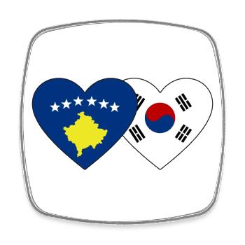 Kosovo South Korea Flag Heart - Square fridge magnet - white - Front