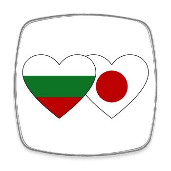 Bulgaria Japan Flag Heart - Square fridge magnet - white - Front
