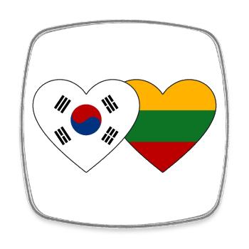 Corée du Sud Lituanie Drapeau Coeur - Magnet carré - blanc - Devant