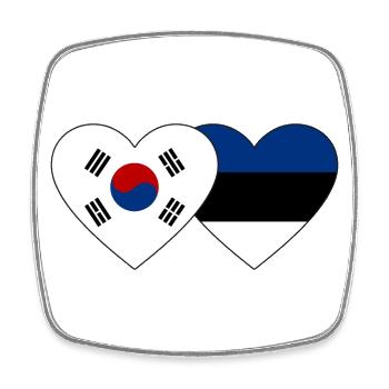 Corée du Sud Estonie Drapeau Coeur - Magnet carré - blanc - Devant
