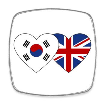 Corée du Sud Grande-Bretagne Drapeau Coeur - Magnet carré - blanc - Devant