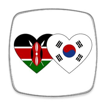 Kenya South Korea Flag Heart - Square fridge magnet - white - Front
