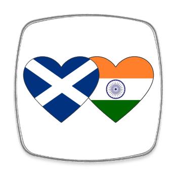 Schottland Indien Flagge Herz - Viereckiger Kühlschrankmagnet - Weiß - Vorne