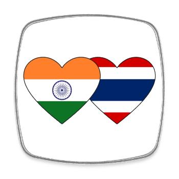 Indien Thailand Flagge Herz - Viereckiger Kühlschrankmagnet - Weiß - Vorne