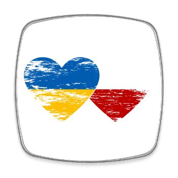 Ukraine Pologne drapeau coeur utilisé - Magnet carré - blanc - Devant