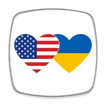 États-Unis Ukraine Flag Heart - Magnet carré - blanc - Devant