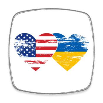 USA Ukraine flag heart used - Square fridge magnet - white - Front