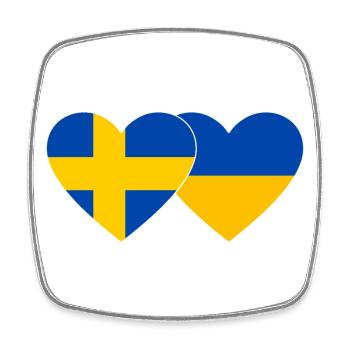 Suède Ukraine drapeau coeur - Magnet carré - blanc - Devant