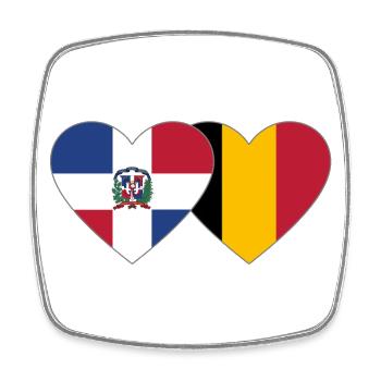 Dominikanische Republik Belgien Flagge Herz - Viereckiger Kühlschrankmagnet - Weiß - Vorne