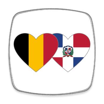 Belgien Dominikanische Republik Flagge Herz - Viereckiger Kühlschrankmagnet - Weiß - Vorne