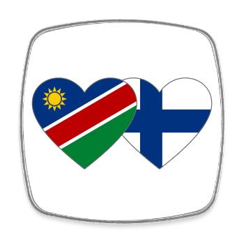 Namibia Finnland Flagge Herz - Viereckiger Kühlschrankmagnet - Weiß - Vorne