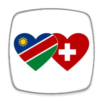 Namibia Schweiz Flagge Herz - Viereckiger Kühlschrankmagnet - Weiß - Vorne