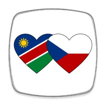 Namibia Tschechien Flagge Herz - Viereckiger Kühlschrankmagnet - Weiß - Vorne