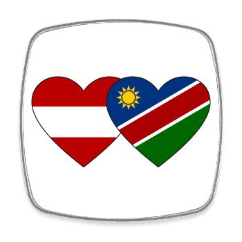 Österreich Namibia Flagge Herz - Viereckiger Kühlschrankmagnet - Weiß - Vorne