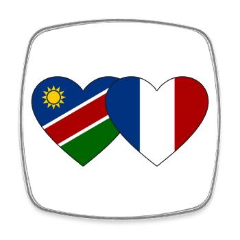 Namibia Frankreich Flagge Herz - Viereckiger Kühlschrankmagnet - Weiß - Vorne
