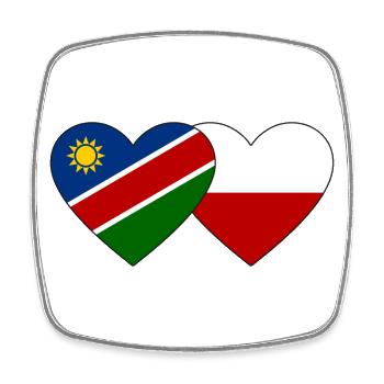 Namibia Poland Flag Heart - Square fridge magnet - white - Front