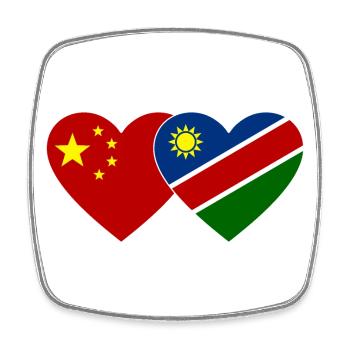 China Namibia Flagge Herz - Viereckiger Kühlschrankmagnet - Weiß - Vorne