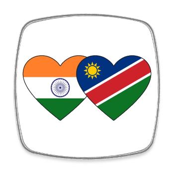 Indien Namibia Flagge Herz - Viereckiger Kühlschrankmagnet - Weiß - Vorne