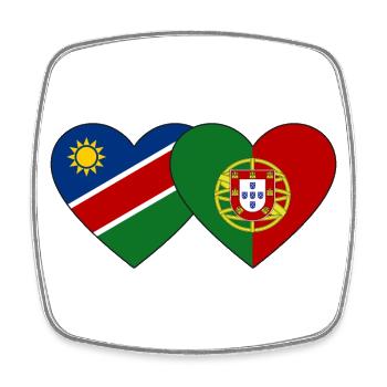 Namibie Portugal Flag Coeur - Magnet carré - blanc - Devant