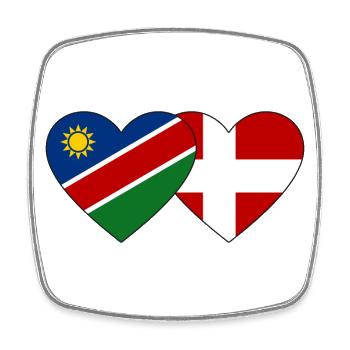 Namibia Denmark Flag Heart - Square fridge magnet - white - Front