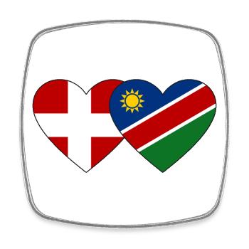 Dänemark Namibia Flagge Herz - Viereckiger Kühlschrankmagnet - Weiß - Vorne