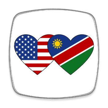 USA Namibia Flagge Herz - Viereckiger Kühlschrankmagnet - Weiß - Vorne