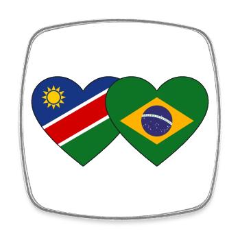 Namibia Brasilien Flagge Herz - Viereckiger Kühlschrankmagnet - Weiß - Vorne