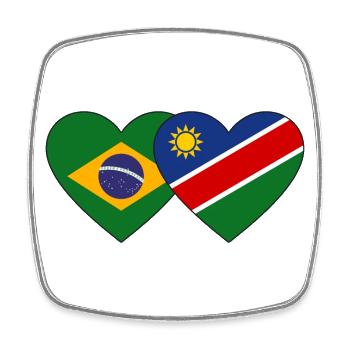 Brasilien Namibia Flagge Herz - Viereckiger Kühlschrankmagnet - Weiß - Vorne