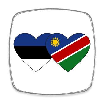 Estland Namibia Flagge Herz - Viereckiger Kühlschrankmagnet - Weiß - Vorne