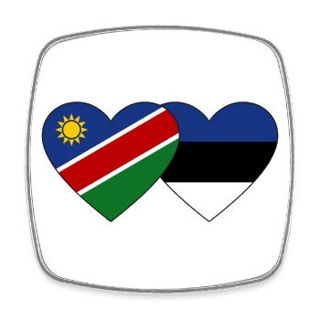 Namibia Estland Flagge Herz - Viereckiger Kühlschrankmagnet - Weiß - Vorne