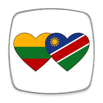 Lithuania Namibia Flag Heart - Square fridge magnet - white - Front